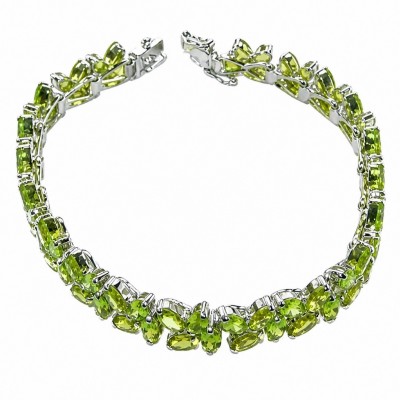 Melissa - Great Masterpiece 52.2 carat genuine Peridot .925 Sterling Silver handmade Statement bracelet