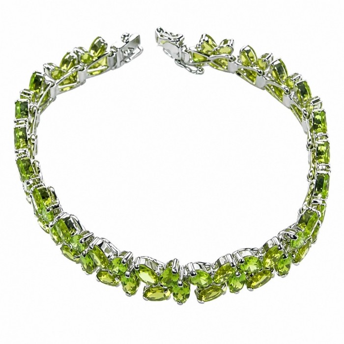 Melissa - Great Masterpiece 52.2 carat genuine Peridot .925 Sterling Silver handmade Statement bracelet