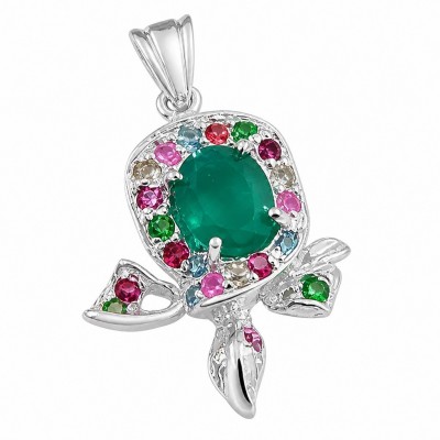 Stella - Very Unique authentic 4.9 carat Jade .925 Sterling Silver handcrafted pendant
