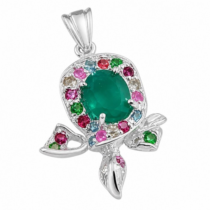 Stella - Very Unique authentic 4.9 carat Jade .925 Sterling Silver handcrafted pendant