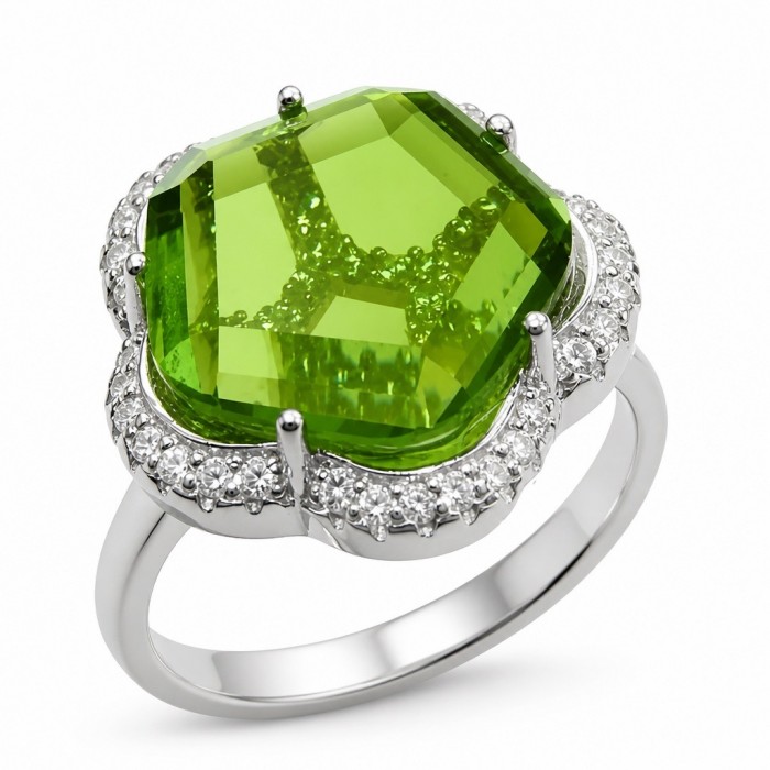 Royalty 9.9 carat authentic Himalayan Peridot .925 Sterling Silver Handcrafted Statement Ring size 7