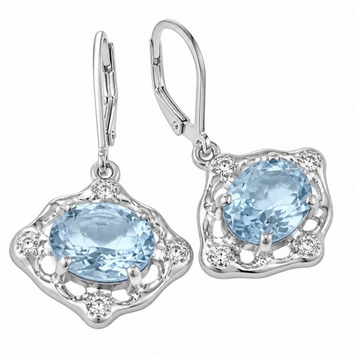 Angelina 8.9 carat authentic Swiss Blue Topaz .925 Sterling Silver Handcrafted Earrings