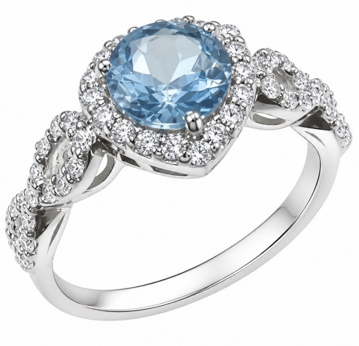 Atlntica 5.8 carat Swiss Blue Topaz .925 Sterling Silver dipped in rhodium handcrafted ring size 8