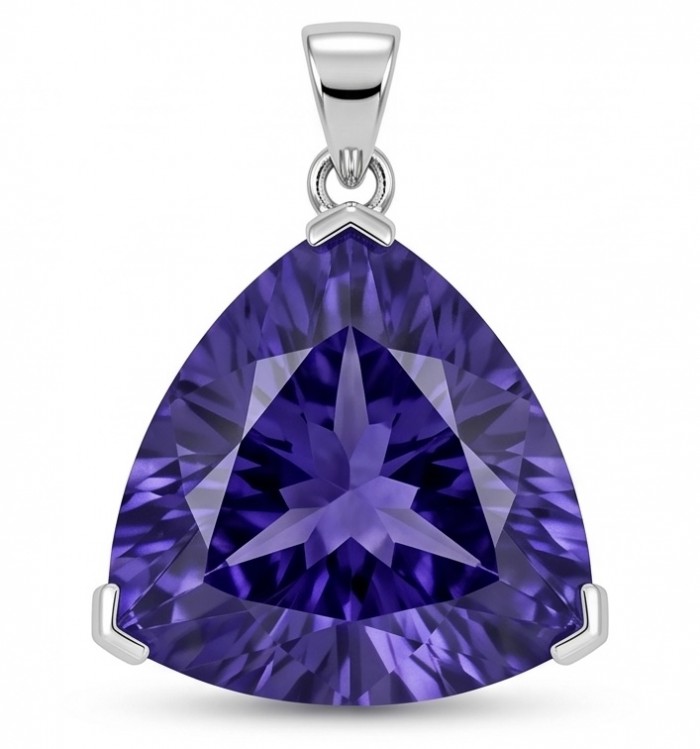 Fancy Trillion Cut Perfect 14.5 carat natural Tanzanite .925 Sterling Silver handcrafted Pendant