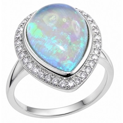 Endless Ocean Genuine 17.5 carat doublet Australian Opal .925 Sterling Silver handmade Ring size 8