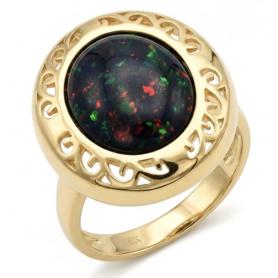 Milky way Genuine 22.2 carat Black Opal 18K Gold over .925 Sterling Silver handmade Ring size 9