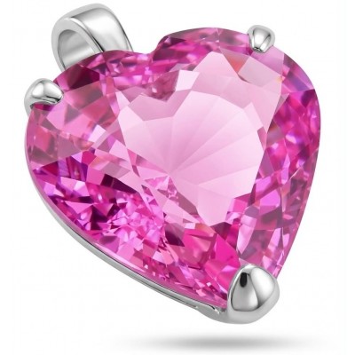 Angel's Heart Luxurious 26.8 carat Pink Sapphire .925 Sterling Silver handcrafted pendant
