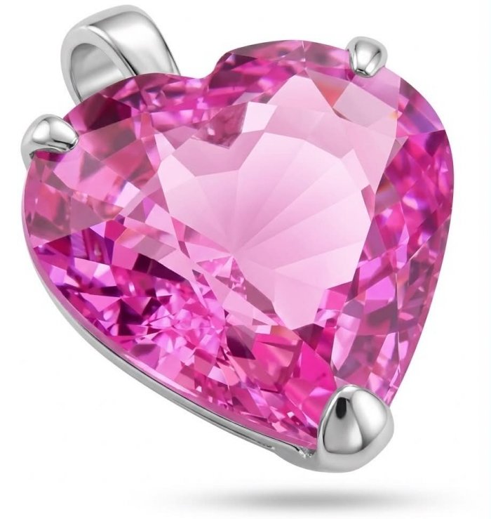 Angel's Heart Luxurious 26.8 carat Pink Sapphire .925 Sterling Silver handcrafted pendant - video
