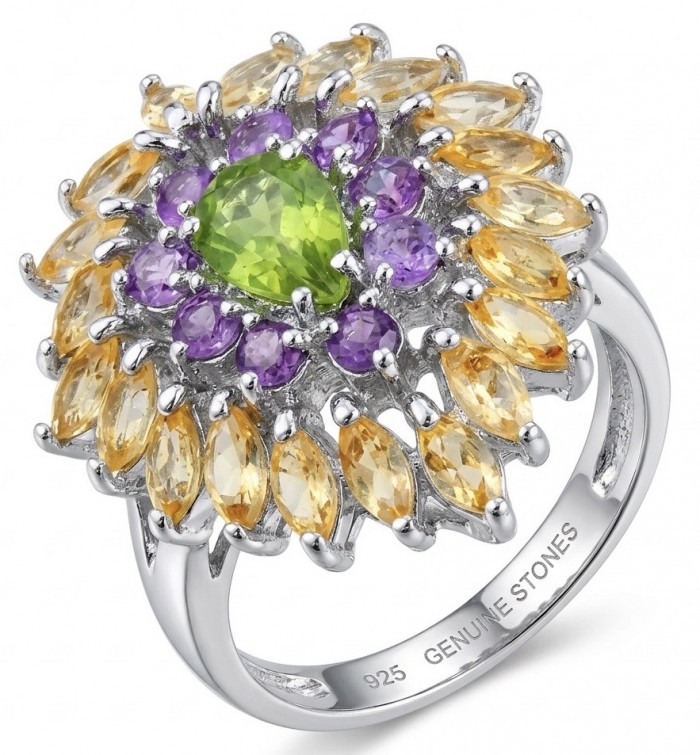Wise Bliss Authentic 3.2 carat Peridot from Arizona .925 Sterling Silver handmade Ring s. 6