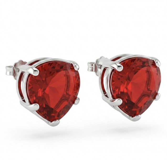 Red Hearts Topaz .925 Sterling Silver handcrafted earrings