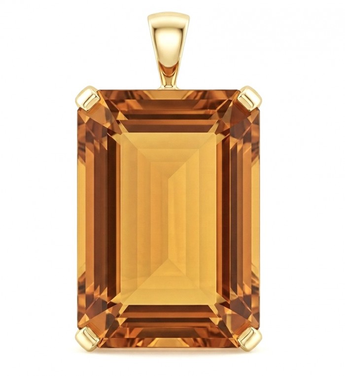 Luxury genuine 25.7 CARAT baquette cut Champagne Topaz .925 Sterling Silver dipped in 18K Gold handmade Pendant