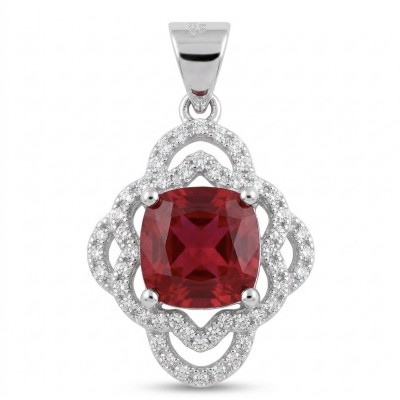 Authentic 6.5 CARAT Ruby .925 Sterling Silver Pendant