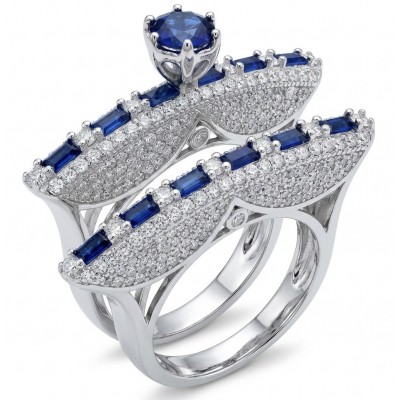Extravaganza Large 5.6 carat Sapphire .925 Sterling Silver brilliantly handcrafted stack up ring s. 7
