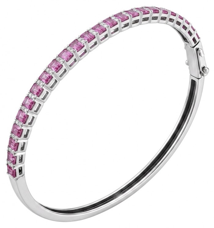 Art Deco Giovanna 7.2 carat Mozambique Ruby .925 Sterling Silver dipped in rhodium Statement Bracelet