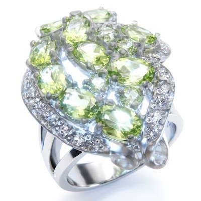 Garden 9.9 carat authentic Himalayan Peridot .925 Sterling Silver Handcrafted Statement Ring size 8