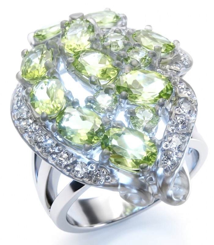 Garden 9.9 carat authentic Himalayan Peridot .925 Sterling Silver Handcrafted Statement Ring size 8