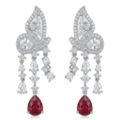 Giovanna - Magnificent Jewel 4.5 carat Ruby .925 Sterling Silver handcrafted incredible earrings