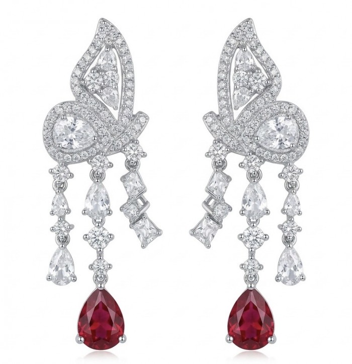 Giovanna - Magnificent Jewel 4.5 carat Ruby .925 Sterling Silver handcrafted incredible earrings