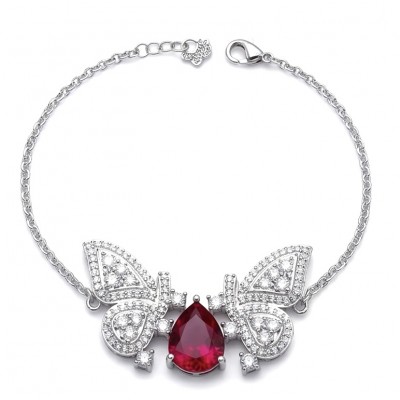 Giovanna - Magnificent Jewel 5.2 carat Ruby .925 Sterling Silver handcrafted incredible Statement Bracelet