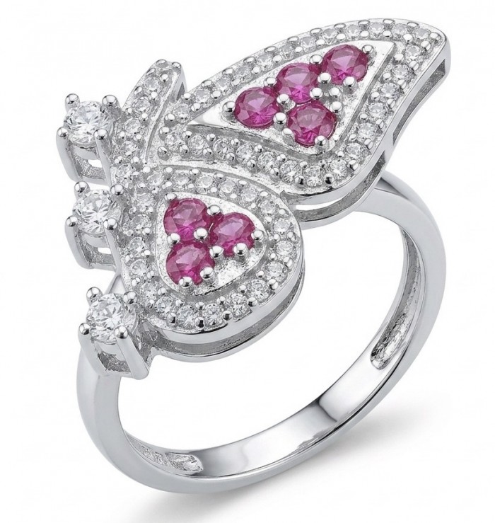 Giovanna - Authentic 1.9 carat Ruby .925 Sterling Silver dipped in rhodium handcrafted Statement Ring size 8