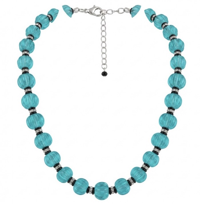 Art Deco - Rio de Janeiro - 52.2 carat carved Apatite .925 Sterling Silver handmade necklace