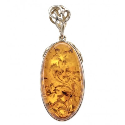 Prehistoric Authentic Golden Baltic Amber 14K Gold over .925 Sterling Silver beautifully handcrafted Pendant