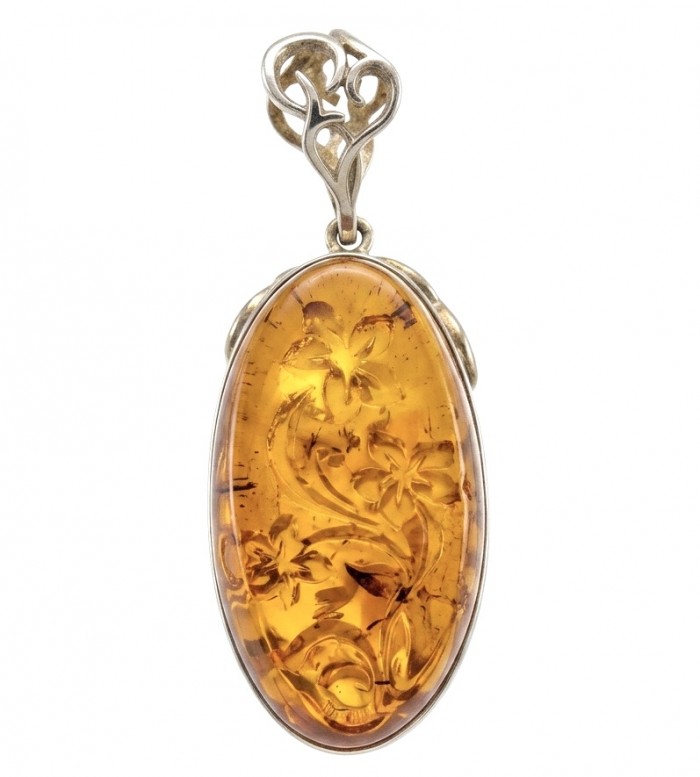 Prehistoric Authentic Golden Baltic Amber 14K Gold over .925 Sterling Silver beautifully handcrafted Pendant