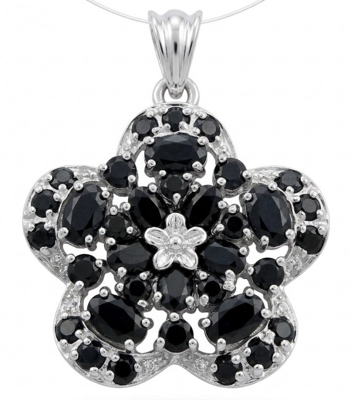 Genuine 5.5 carat Sapphire .925 Sterling Silver dipped in rhodium handmade Pendant