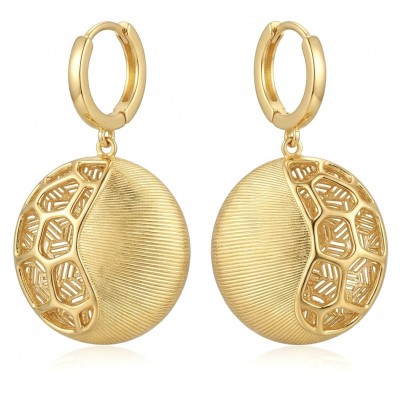 Dubai Style - Golden SPHERES .925 Sterling Silver dipped in 22K Gold handmade Large Earrings