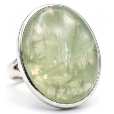 Outstanding LARGE 29.5 carat Natural Prehnite from Scotland .925 Sterling Silver handmade ring s. 9 1/2