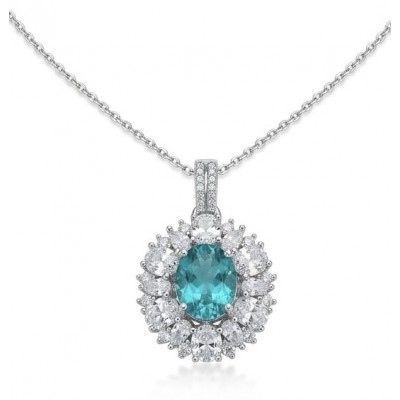 Wonderland 6.8 carat Paraiba Tourmaline .925 Sterling Silver Handcrafted Statement necklace