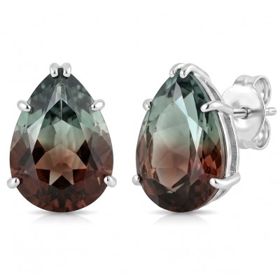 From dawn to dusk authentic 11.2 carat Brazilian Smoky Topaz .925 Sterling Silver handcrafted earrings