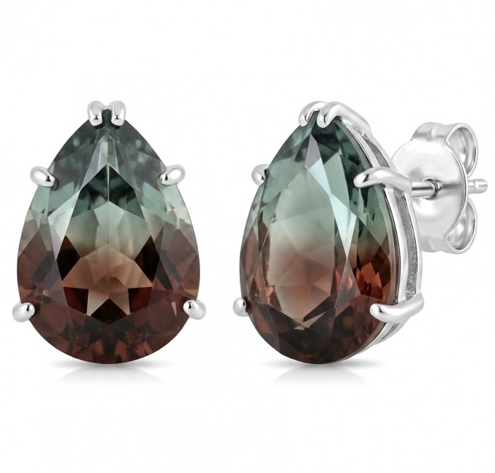 From dawn to dusk authentic 11.2 carat Brazilian Smoky Topaz .925 Sterling Silver handcrafted earrings