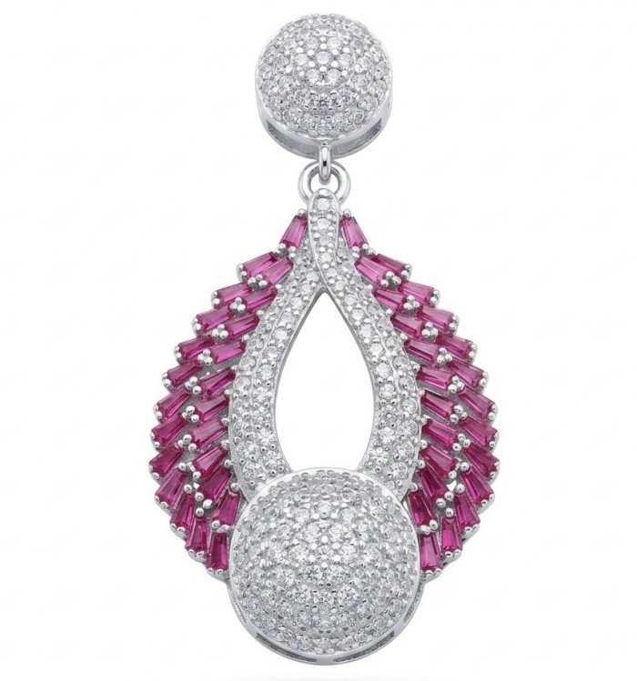Antonina - 6.5 carat Ruby .925 Sterling Silver dipped in rhodium handcrafted incredible Pendant