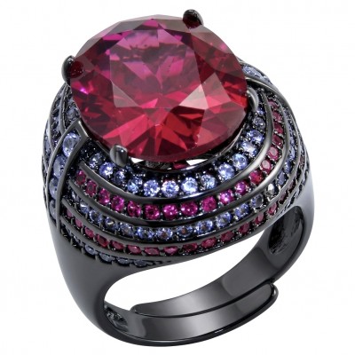Bella Rosa Genuine 12.5 CARAT Ruby black rhodium over .925 Sterling Silver Statement Ring size 7