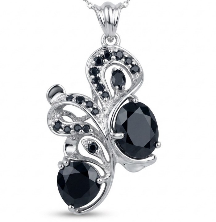Mademoiselle - 14.4 carat natural Amethyst .925 Sterling Silver dipped in rhodium handcrafted Pendant