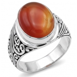 Orange Power natural Carnelian .925 Sterling Silver handmade ring s. 9 1/2