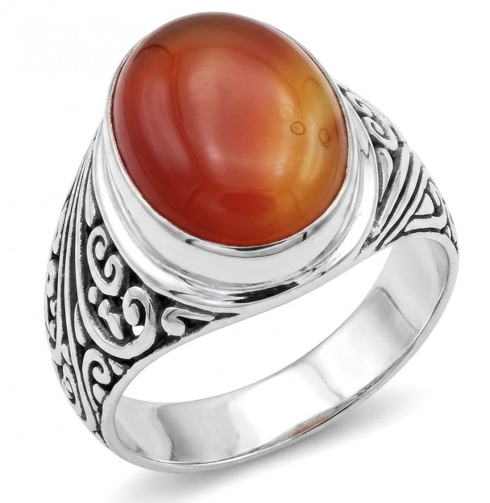 Orange Power natural Carnelian .925 Sterling Silver handmade ring s. 9 1/2