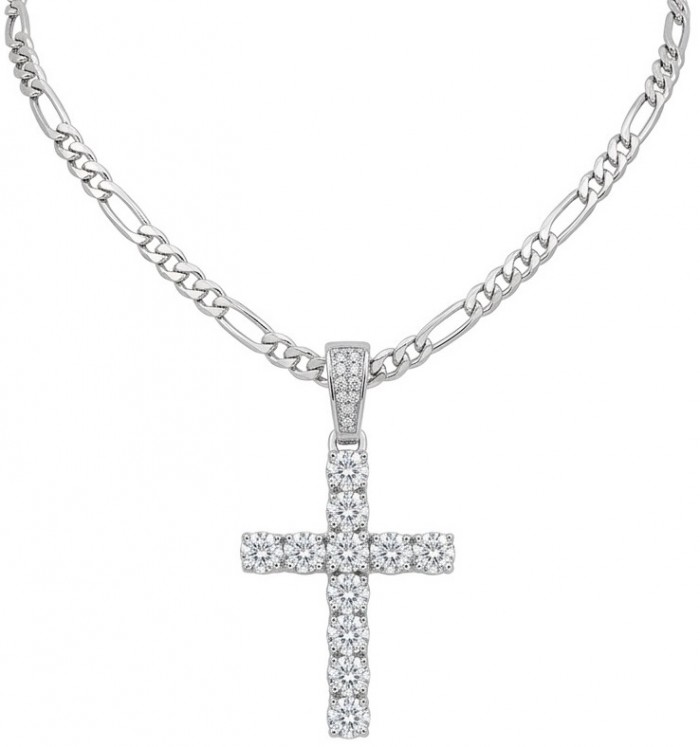 Precious Cross Genuine rhodium over .925 Sterling Silver handmade necklace