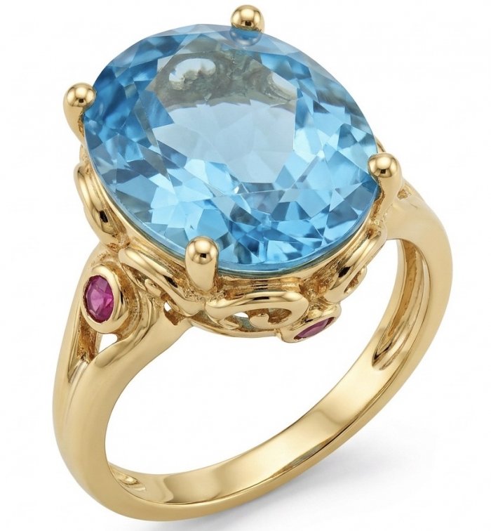 Conqueror Natural 34.8 carat Swiss Blue Topaz Enamel .925 Sterling Silver dipped in 22K Gold handmade Statement Ring size 8 - video