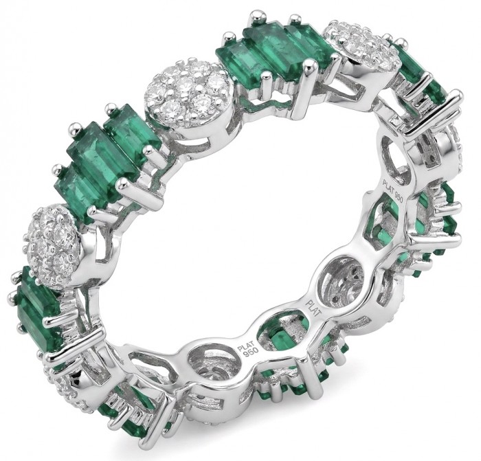 Art Deco 6.7 carat Emerald .925 Sterling Silver handcrafted Ring size 6 1/2