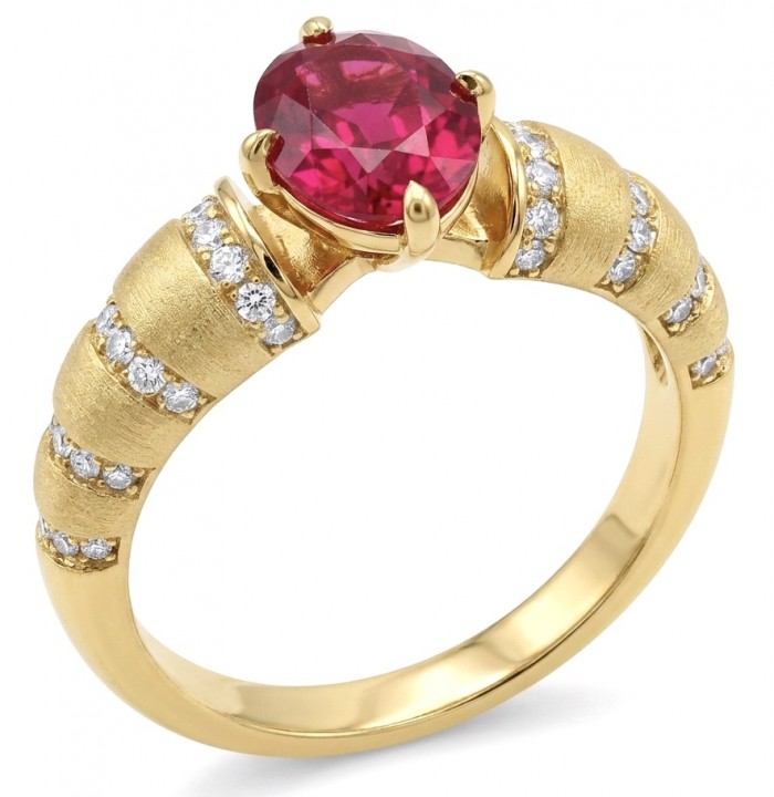 Born to Glam authentic 4.2 carat Ruby 22K Gold over .925 Silver handcrafted Ring s. 9