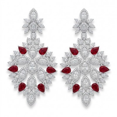 Isabella - Beauty of Nature- natural 27.5 carat Ruby Rhodium over .925 Sterling Silver handmade Statement earrings