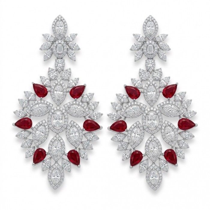 Isabella - Beauty of Nature- natural 27.5 carat Ruby Rhodium over .925 Sterling Silver handmade Statement earrings