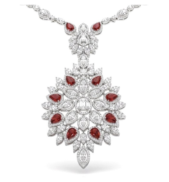 Isabella - Beauty of Nature- natural 32.5 carat Ruby Rhodium over .925 Sterling Silver handmade 28 INCHES Statement necklace - video