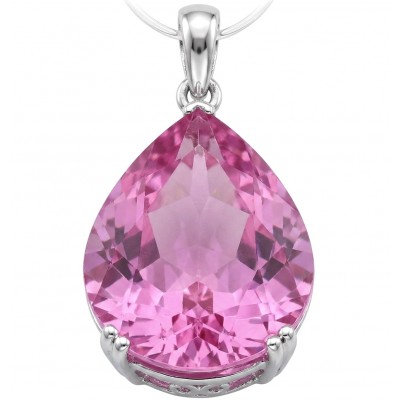 Incredible pear cut 17.8 carat Pink Sapphire .925 Sterling Silver handcrafted pendant