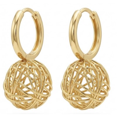 Dubai Style - Golden SPHERES .925 Sterling Silver dipped in 22K Gold handmade Earrings