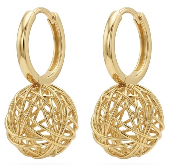 Dubai Style - Golden SPHERES .925 Sterling Silver dipped in 22K Gold handmade Earrings