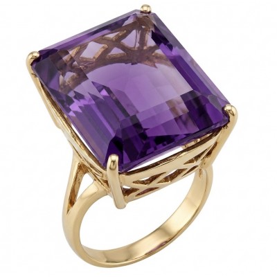 Empress of Uruguay 31.2 carat natural Amethyst .925 Sterling Silver dipped in 22K Gold Handcrafted Ring size 7
