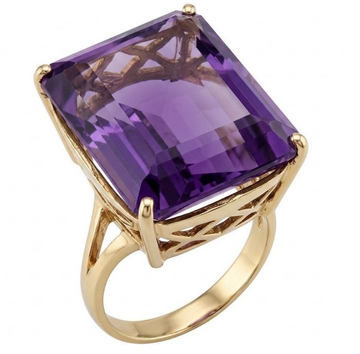 Empress of Uruguay 31.2 carat natural Amethyst .925 Sterling Silver dipped in 22K Gold Handcrafted Ring size 7 - video